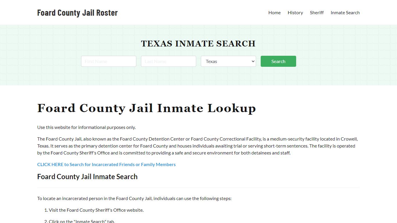 Foard County Jail Roster Lookup, TX, Inmate Search