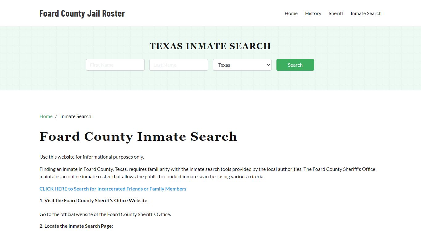 Foard County, TX Detainee Lookup