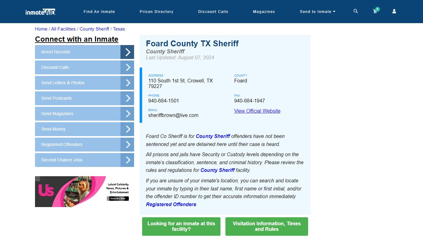 Foard County TX Sheriff & Arrest Search - InmateAid